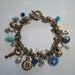 Blue & Pewter Colored VIntage  Forget Me Not Charm Bracelet