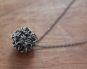 Silver ball necklace, Silver knot necklace, Ball pendant necklace, Knotted necklace