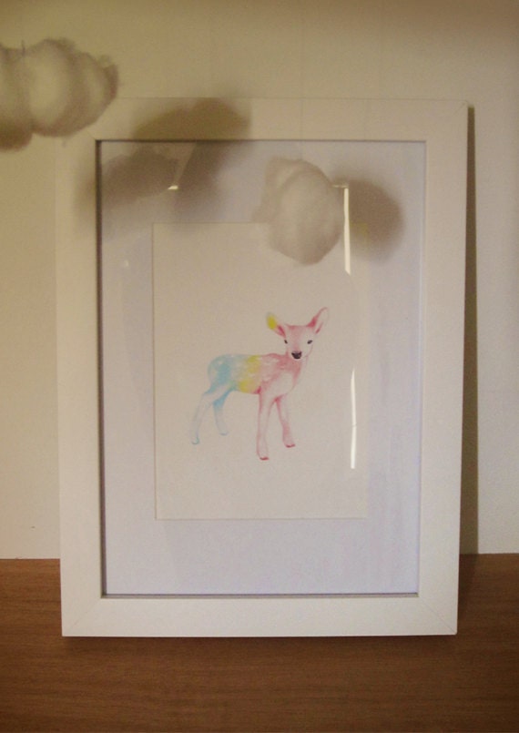 Cute Rainbow Deer illustration // A5 print