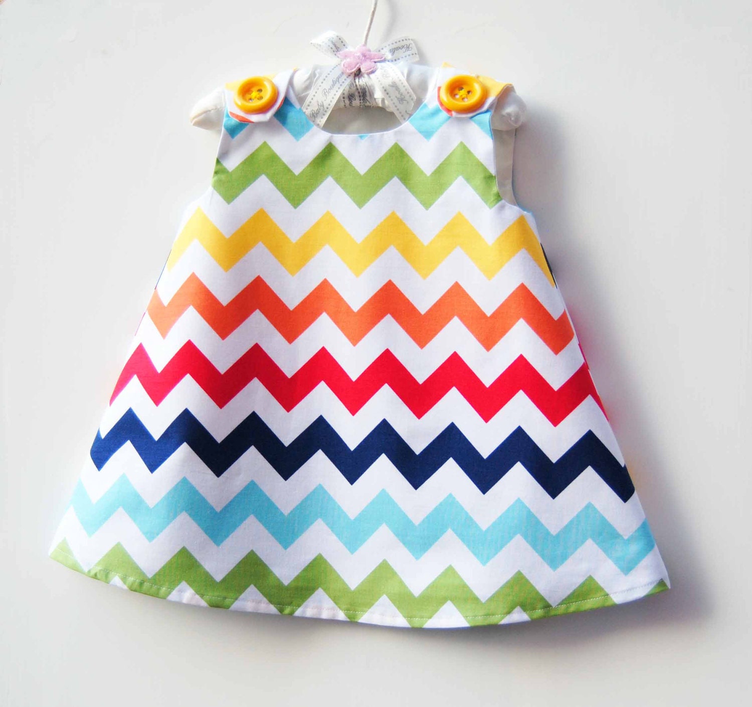 Rainbow Chevron - Girls Aline - Modern Children - Party Dress - 1st Birthday - Spring Dress - Modern Tunic - Kids - Chevron Dress - 3M to 4T