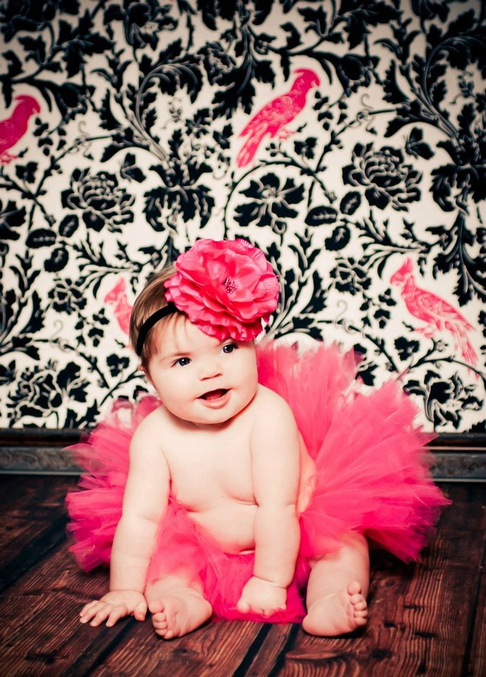 Hot Pink Couture Tutu Set With Matching Hot Pink Headband newborn-3t Hot Pink tutu Photography Prop