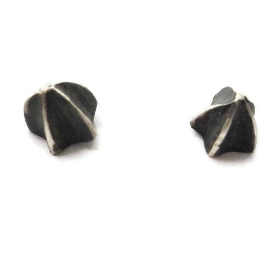 Small Spike Earring Studs,  Oxidized Silver Studs, Seed Pod Silver Post Earrings