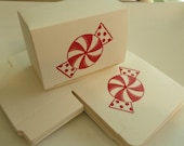 10 Tiny Peppermint Candy Christmas Gift Boxes Hand Stamped with Rhinestone Bling