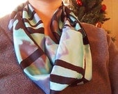 Blue, Green, and Black Abstract Print Infinity Scarf