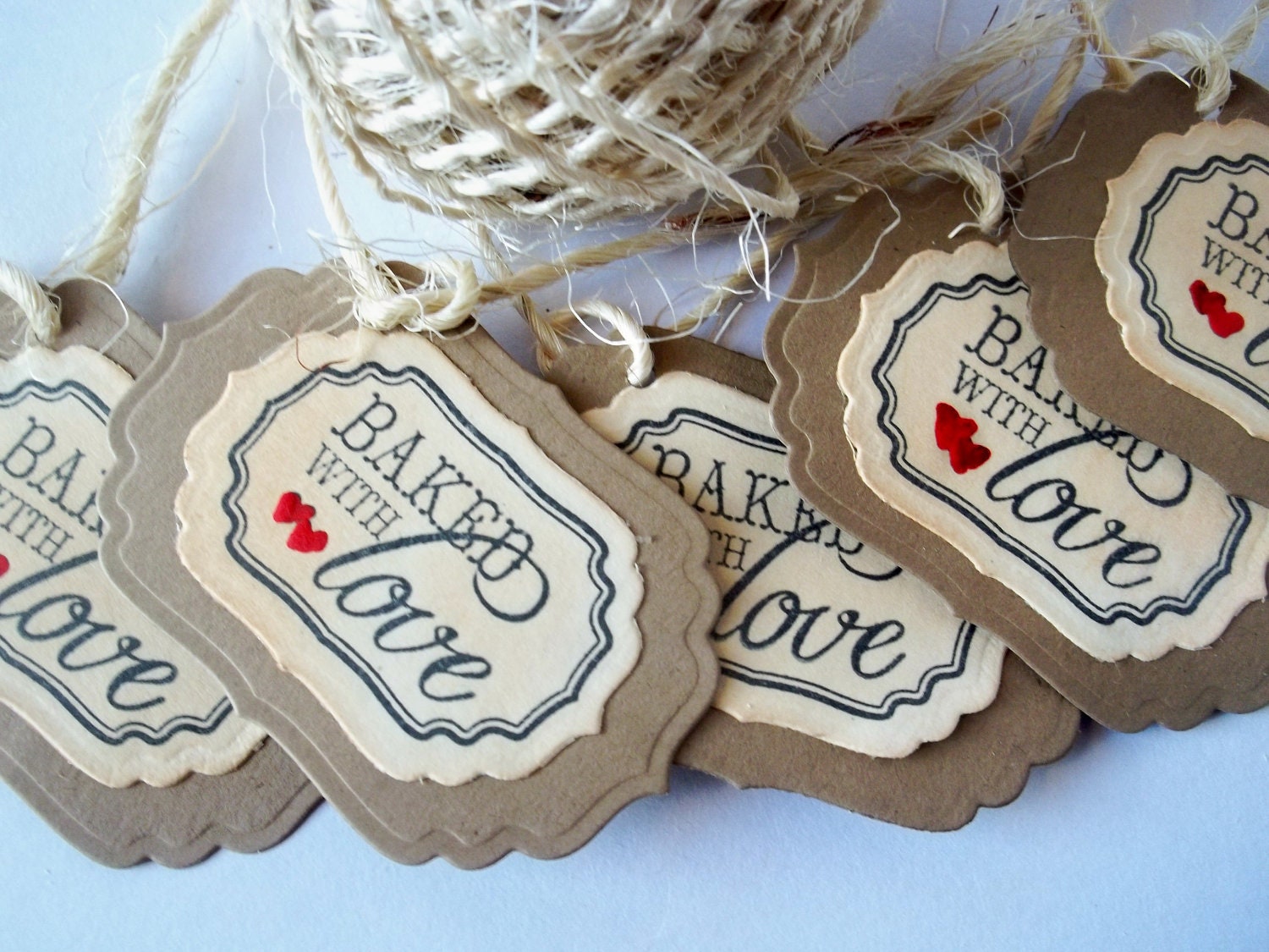 Baked with Love Cookie Tags/ Food Labels / Gift Tags Set of 8