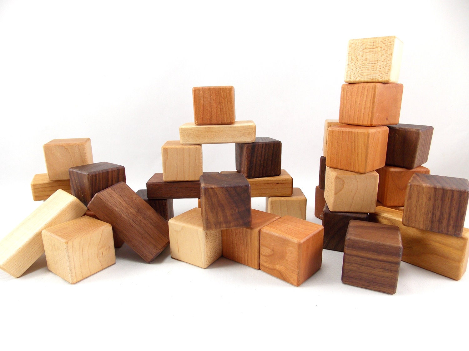 36 Wooden Building Blocks - Natural Hardwood Toy Blocks -Wood Block Set