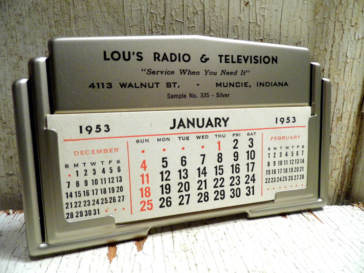 Office Supplies, 1953 Tin Advertising Calendar, Holiday, Rare, Unused, Original Envelope, All Months, Mid Century, Industrial, Retro Mad Men