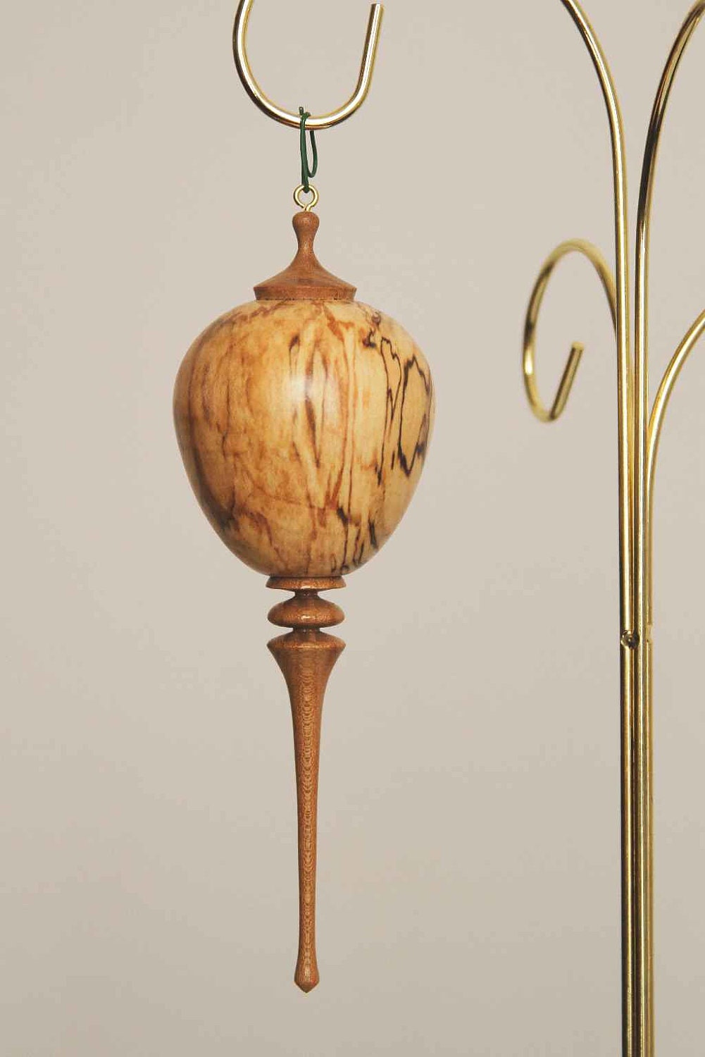Christmas Ornament, Spalted Maple with Elm pendent