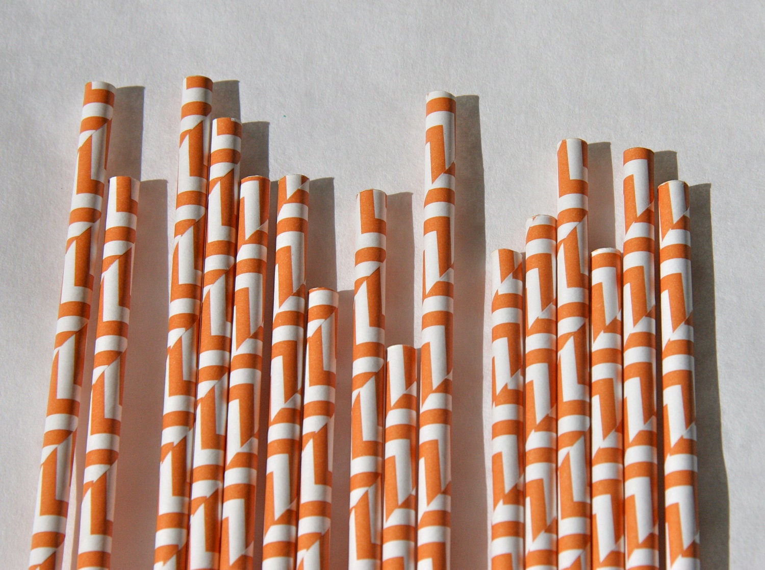 beve Orange Herringbone Paper Straw, Pack of 50, Chevron Zig Zag Paper Party Straw Decor Il_570xn