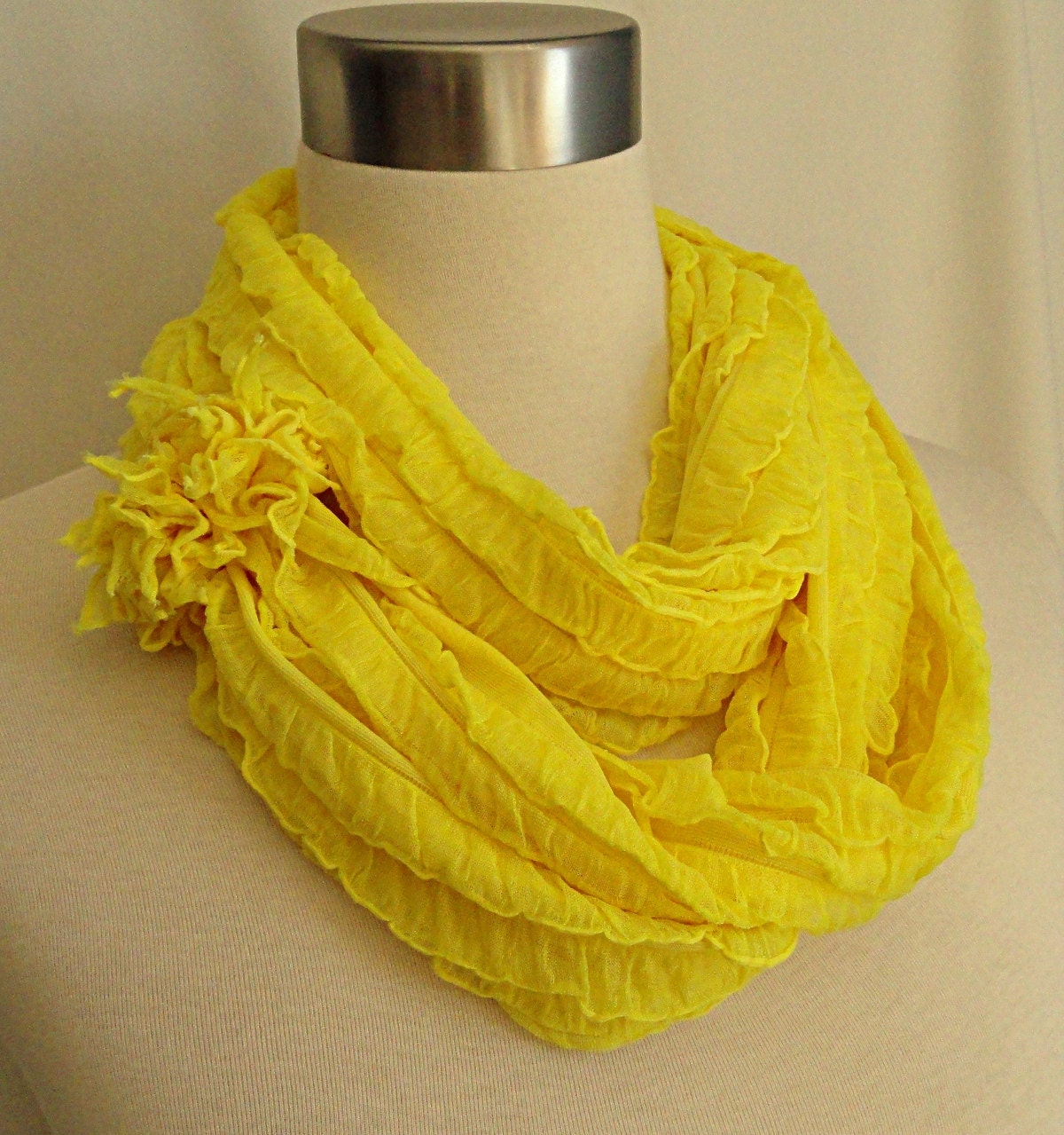 Mimosa Infinity Scarf -  Sunshine Yellow Ruffled Scarf