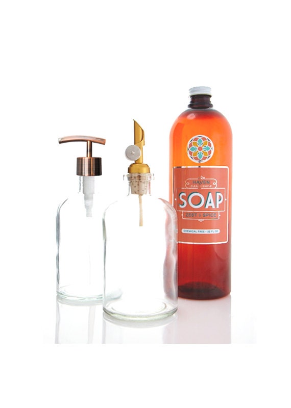 HAVEN Soap Dispenser Set / Sweet Orange & Spice Castile Soap