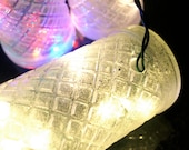 White Bottle Lights Clear in Frosted Glass with Silver Glitter