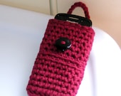 Mobile Cell Phone Case, Handmade Deep Red, iPhone 5, Blackberry. iphone 4, Universal Crochet Cell Phone Cozy