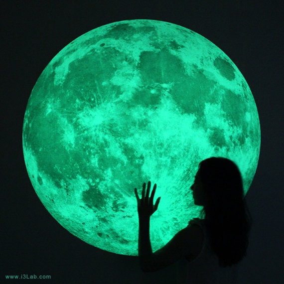 The world's largest Moonlight /XL-size, Clair De Lune (glow in the dark moon wall sticker-100cm)