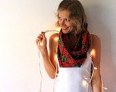 Christmas Circle Scarf - Poinsettia - Red Scarf - Winter Fashion - Infinity Scarf - Holidays - TheSilkMoon