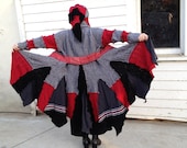 The Red Key - Up-cycled Elf, Gypsy, Pirate, Circus, Gothic, Burlesque, Bellydance, Belly Dance, Recycled Handmade Sweater Jacket Coat