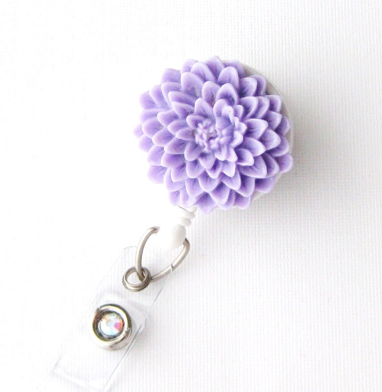Lavender Flower - ID Badge Holder - Flower Badge Reels - Designer ID Reel - Nurse Gifts - Pretty Name Badge Clips - BadgeBlooms