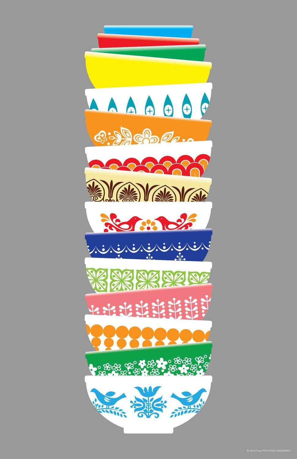 Vintage Pyrex Poster - Gray