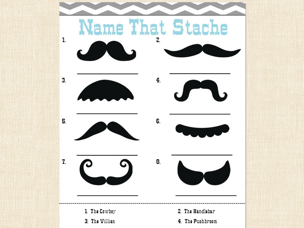 Mustache Game Name that Stache mustache baby shower game printable INSTANT DOWNLOAD