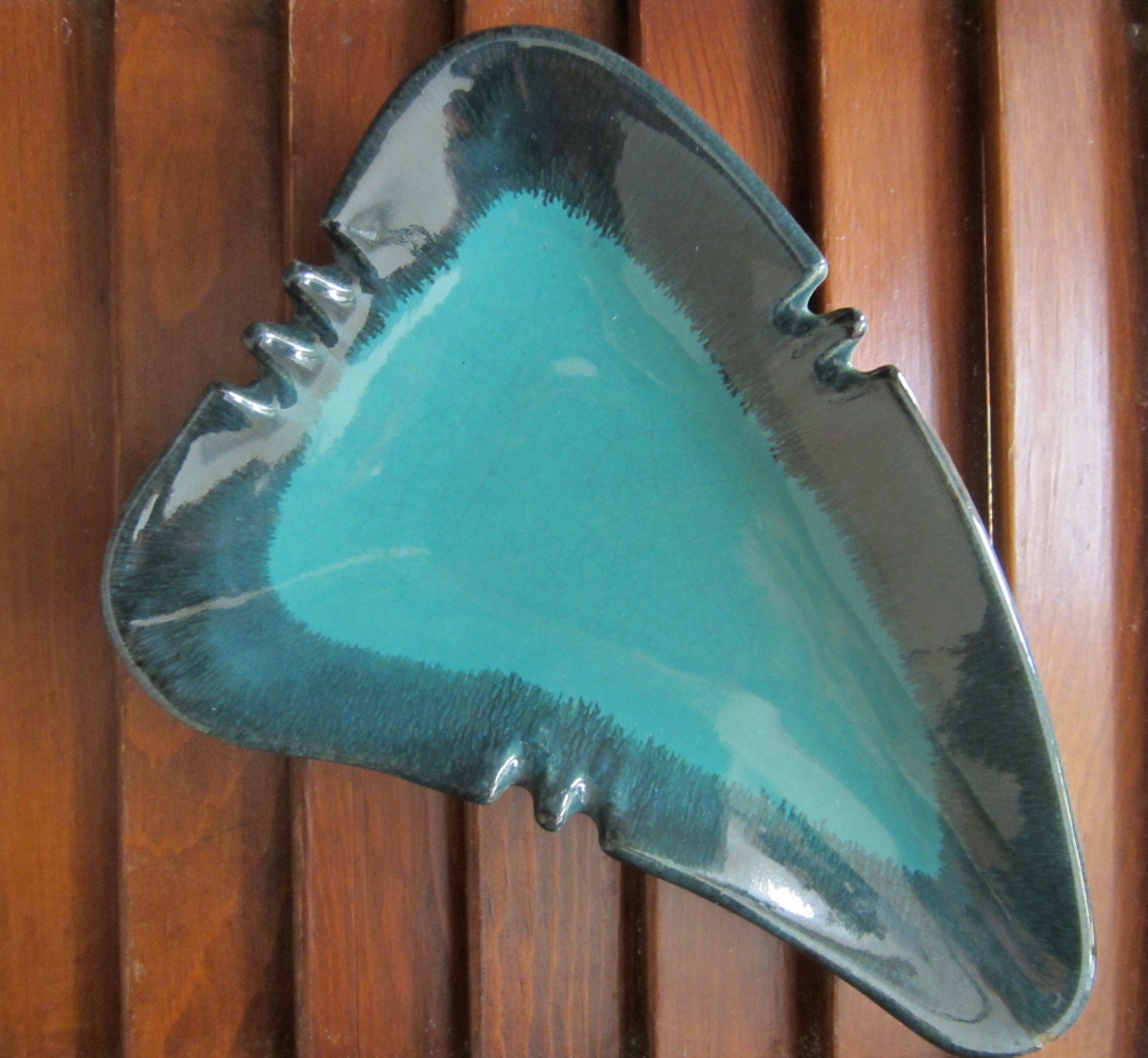 Vintage Romany Sparta Ashtray Teal Triangle Ashtray Retro Collectible Romany Sparta Collectible