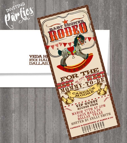 Vintage Baby cowboy rodeo themed-  western baby Shower or  Birthday invite diy print file PRINT YOUR OWN