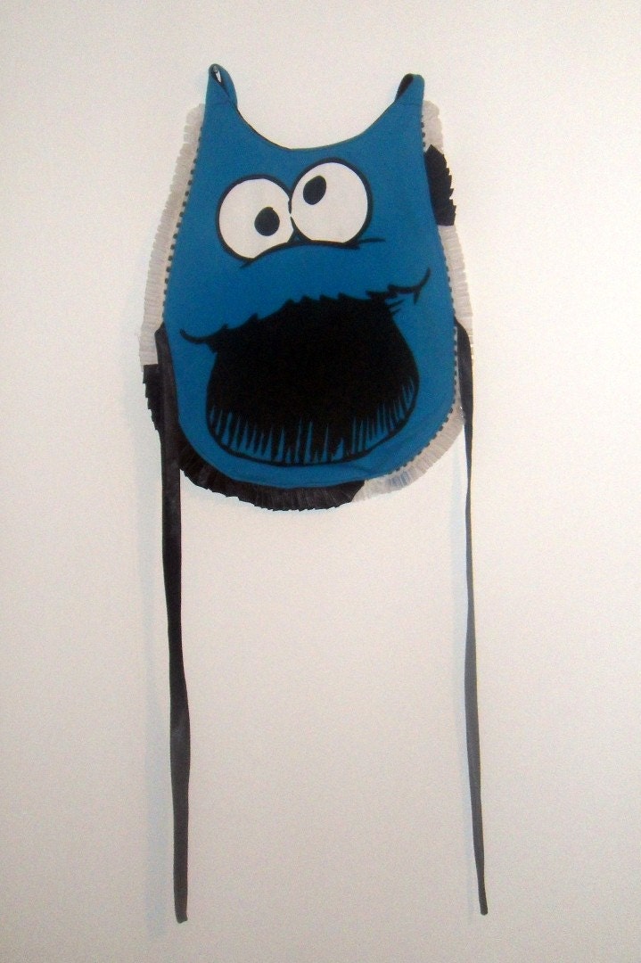 Cookie Monster Apron Upcycled Tshirt Handmade OOAK Unique Gift