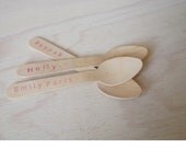 Personalised girls name Wooden Ice-cream spoons choose your colour. Set of 12. 1st birthday, birthday, baby shower party decor.