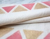 Tribal Inspired Dish Towel, Coral and Gold