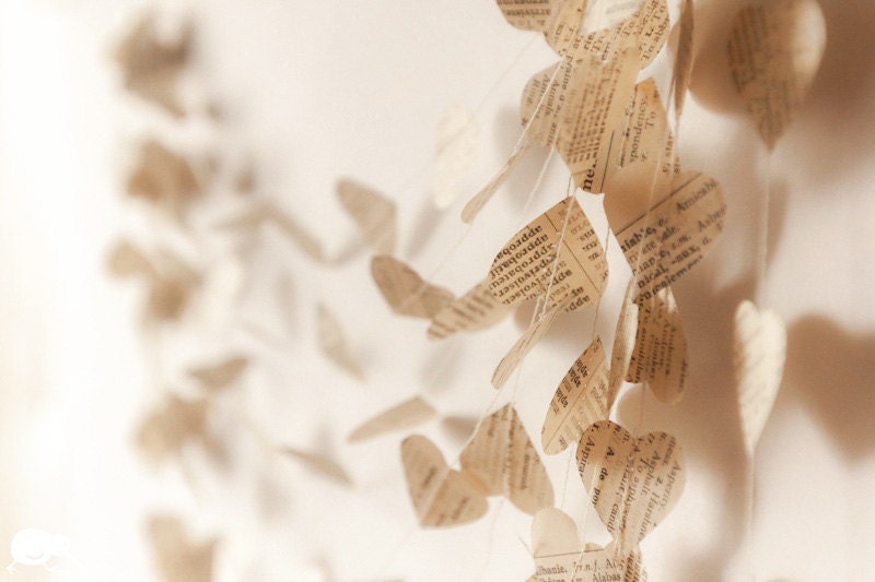French garland decoration, Wedding decoration, Paper Heart Garland 6m