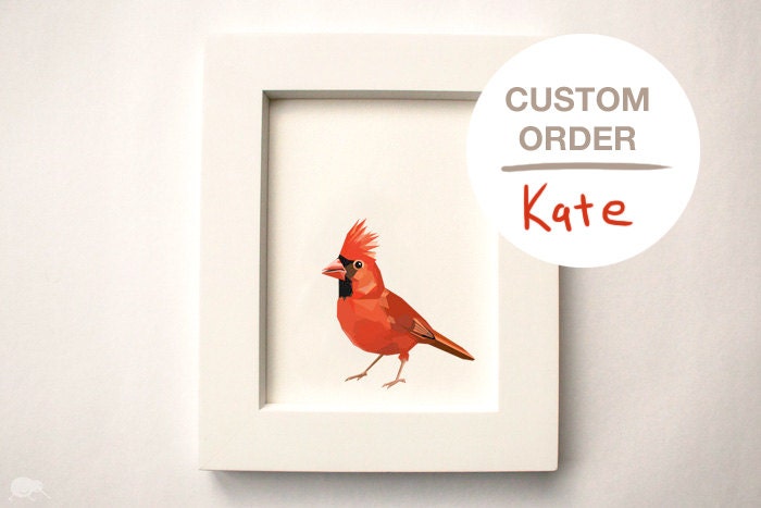 Robin, Fawn, Cardinal -Geometric, Minimal, Bird print, Original illustration