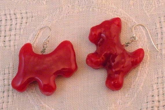 Earrings: Real Candy Gummy Scotty Dogs Dipped in Resin
