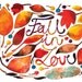 Fall Watercolor Illustration Print Brown Alphabet Autumn Feather Leaves