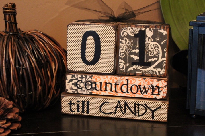 Halloween Countdown Wooden Calendar Blocks
