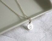 Silver Initial Pendant, Sterling Silver Monogram Charm, Handstamped Tiny Initial Pendant, Personalized Jewelry