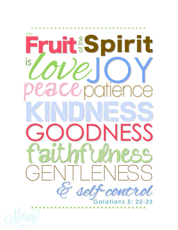FRUIT of the Spirit (Galatians 5) INSTANT DOWNLOAD Digital File to Print Christian Typography Art / Baby Girl Nursery Room Home Decor