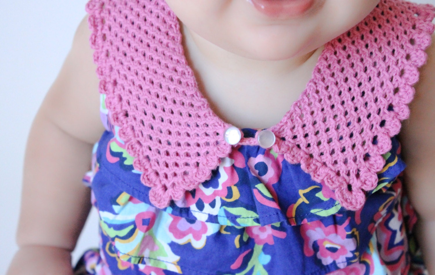 Handmade lace knit collar for baby / toddler / child girl, silk cotton, drool bib, summer accessories fits 12 mo - 5T