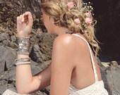 Romantic babydoll style French lace Bohemian Vintage style wedding dress,