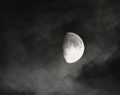 Moon 5x7 Black and White Dark Night Glow Photography Print