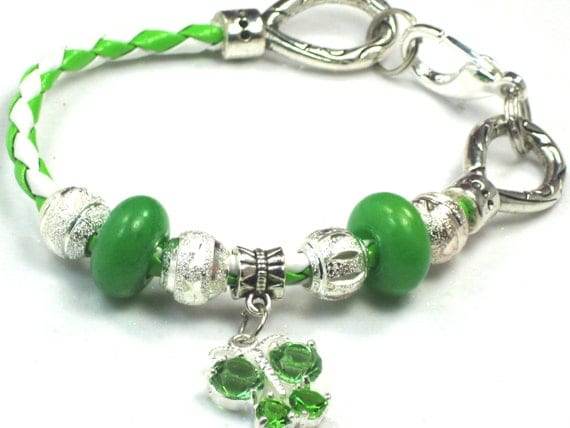 Green Gemstone Bracelet Green Butterfly Charm Bracelet Green Gemstone and White Leather Ch Green Crystal Butterfly Charm