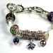 Purple Butterfly Bracelet Stardust Beads Crystal/Lampwork Purple Beads Butterfly Charm Dangle Bracelet Genuine White Braided Leather