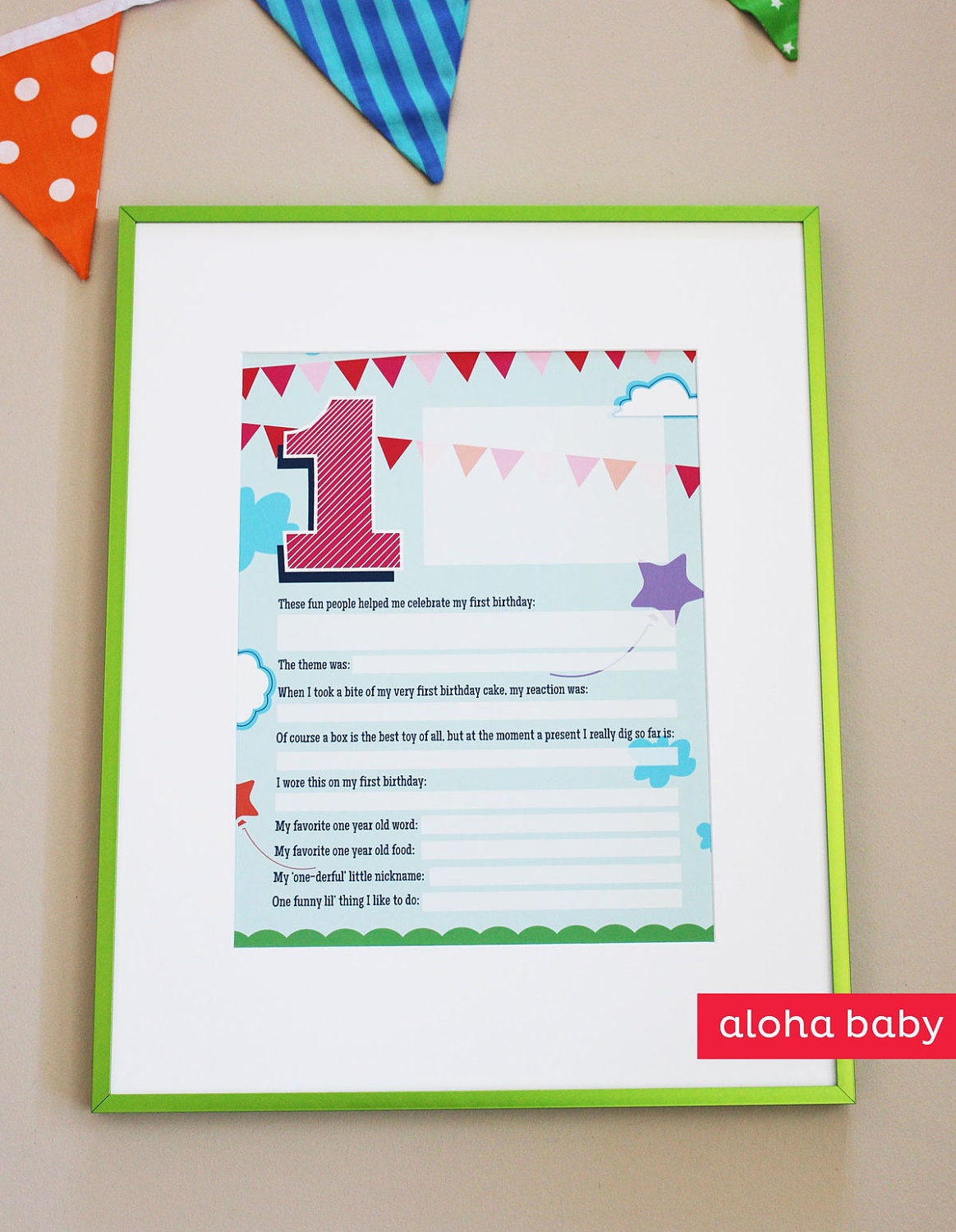 Girl's first birthday fill in print