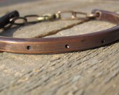 Copper Hammered Bangle- Hammer textured copper & brass bracelet