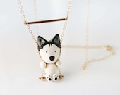 Mika the Siberian Husky necklace on a swing -14k Gold filled-