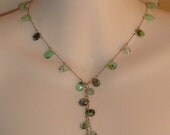 Peruvian blue opal faceted briolette lariat hand knotted on silk