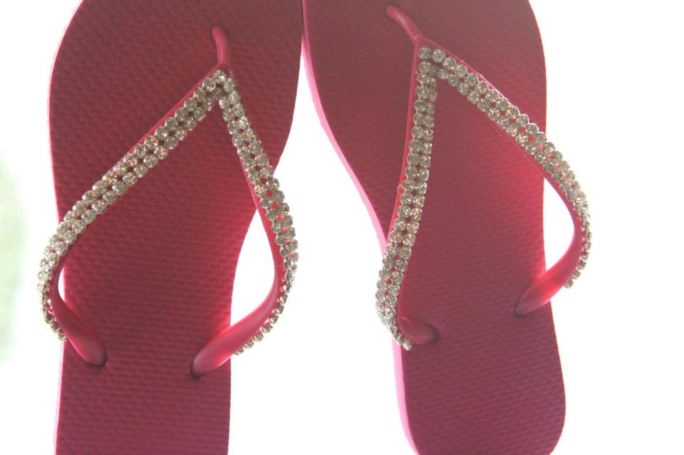 HOT PINK Crystal Flip Flops