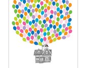 Wedding Guest Book Alternative - Personalized Flying Up House Guestbook Poster - 18x24in - 120-160 Signatures - Free Gift with Purchase
