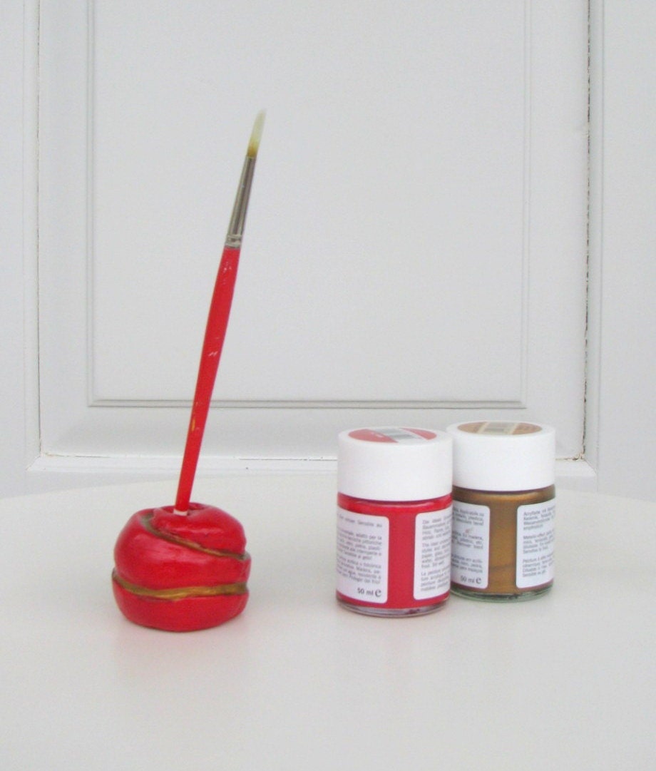 Peeled apple, paper weight, pen/brush holder, fall home/office decor - TheAtticPrincess