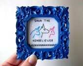 Shun the Nonbeliever - Charlie the Unicorn cross stitch, completed and framed