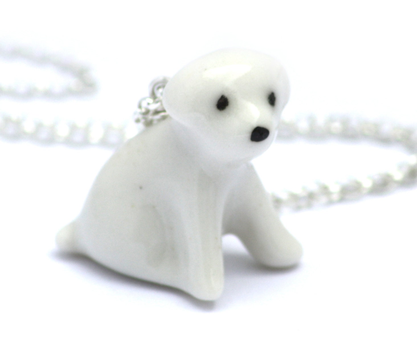 puppy dog necklace, handmade in porcelain