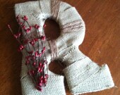 Burlap Letters with Hemp and Red Accents